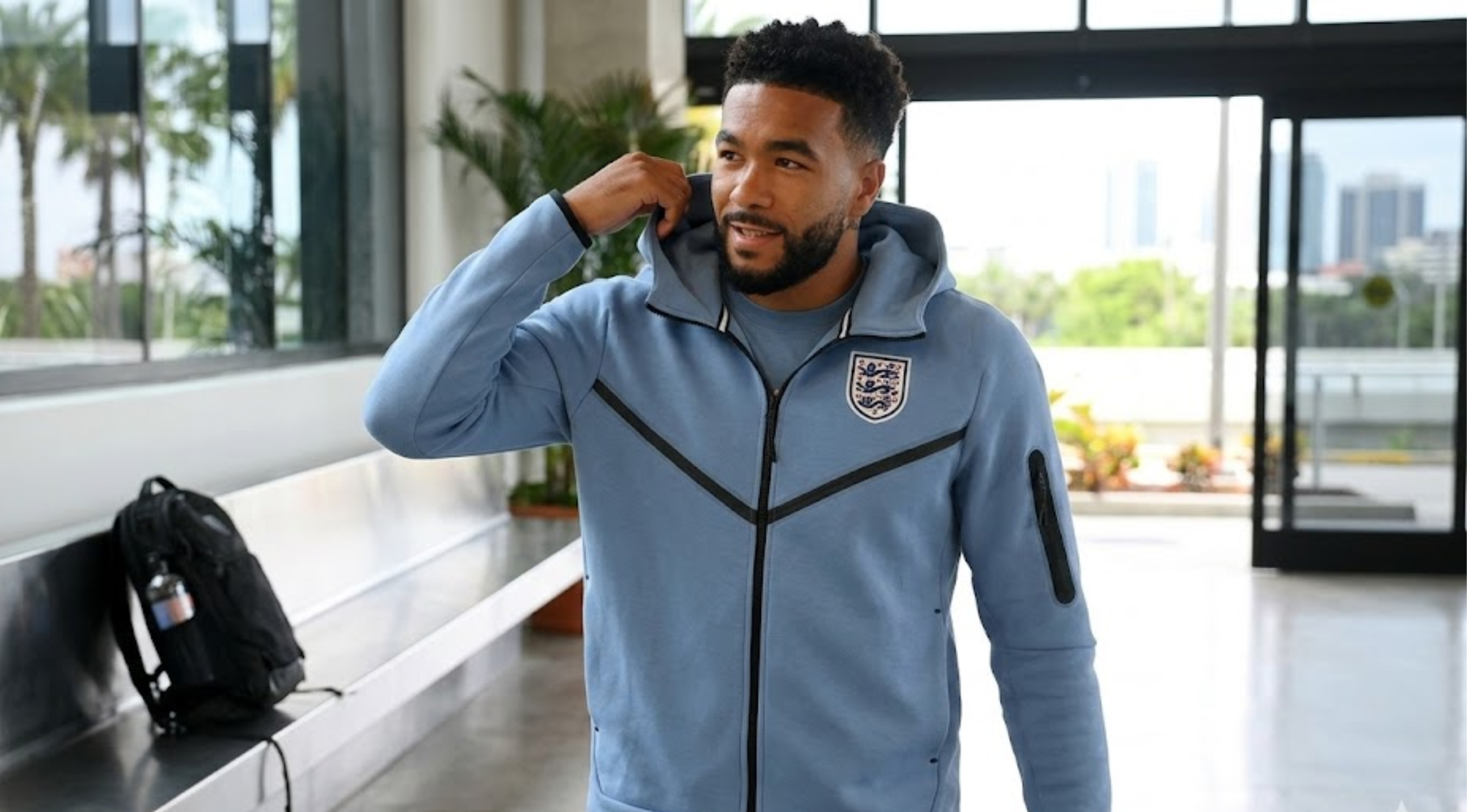 FIFA World Cup 2026 England Light Blue Tech Fleece Full Zip Hoodie with Three Lions Crest