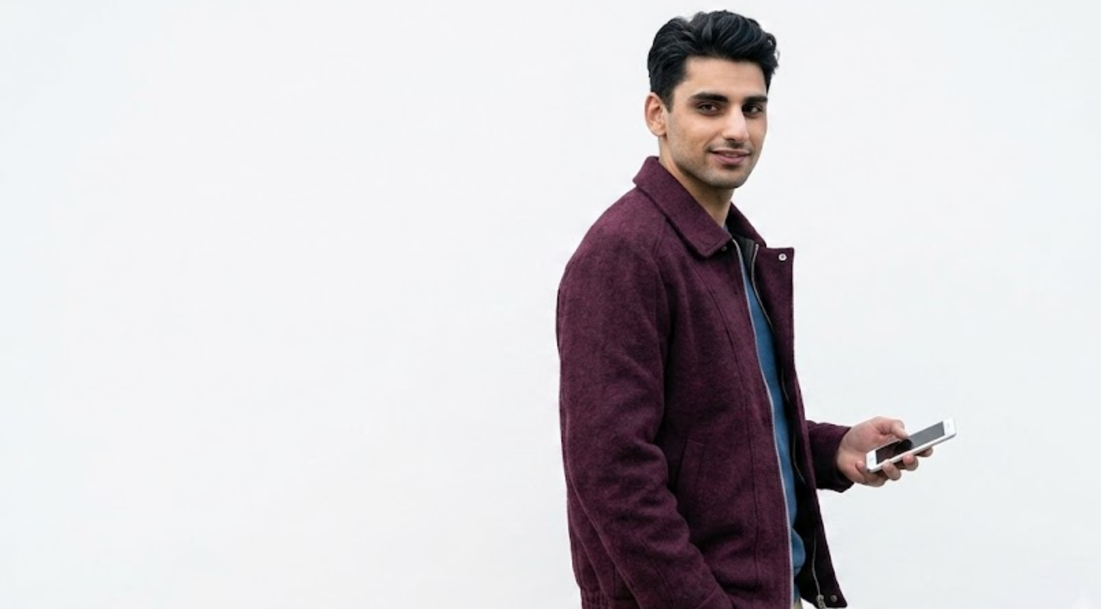 Zain Iqbal A Good Girl’s Guide to Murder Burgundy Wool Blend Harrington Jacket