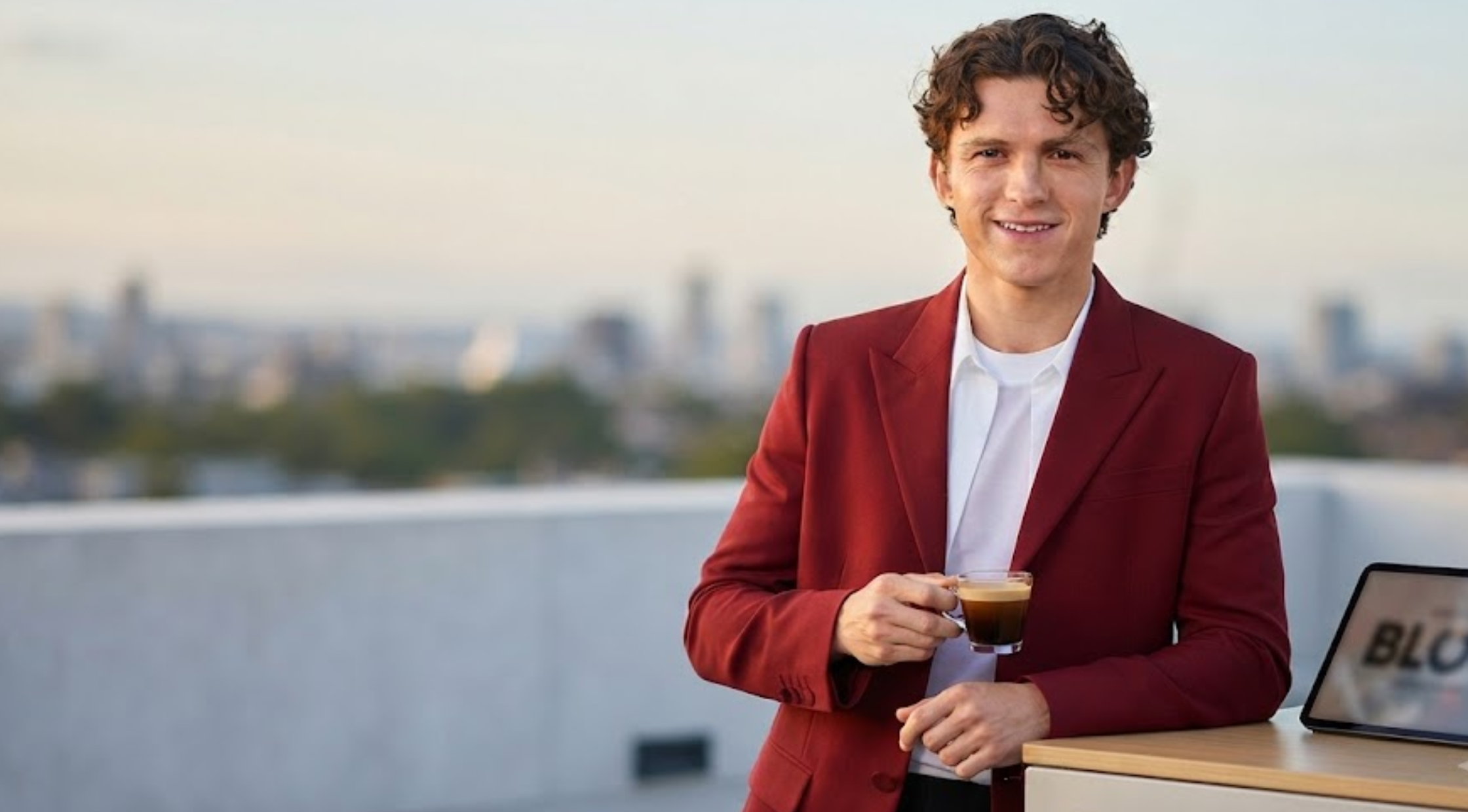 Tom Holland Spider-Man Brand New Day Paris Fan Event 2026 Burgundy Peak Lapel Blazer