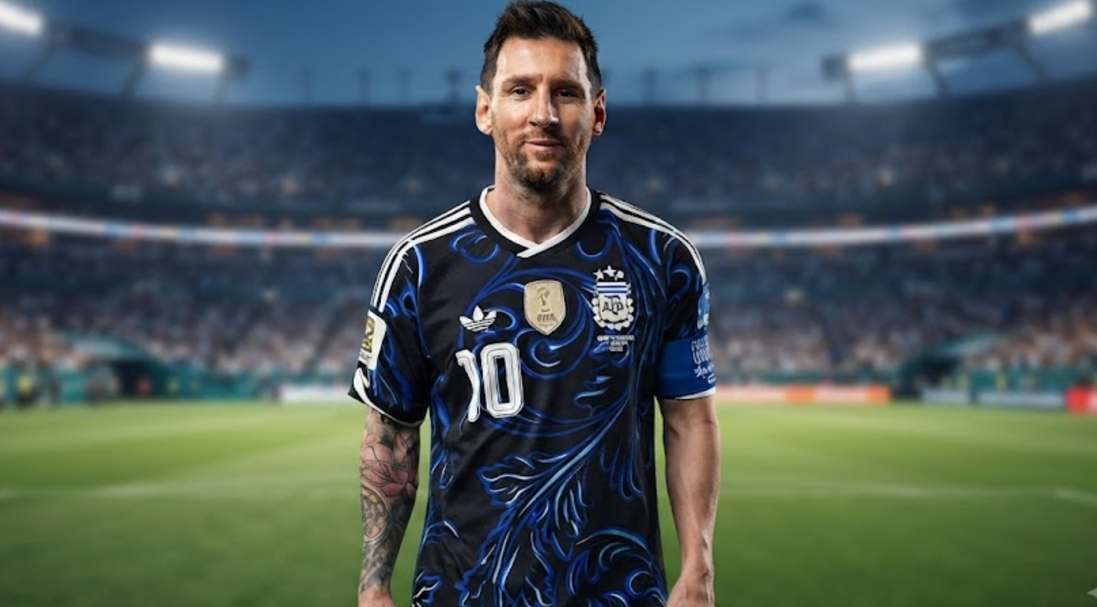 Lionel Messi Jordan vs Argentina FIFA World Cup 2026 Black Baroque Print Football Jersey