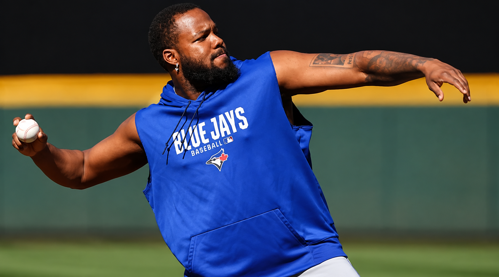 Vladimir Guerrero Toronto Blue Jays v Seattle Mariners Blue Sleeveless Hoodie with Team Logo Graphic