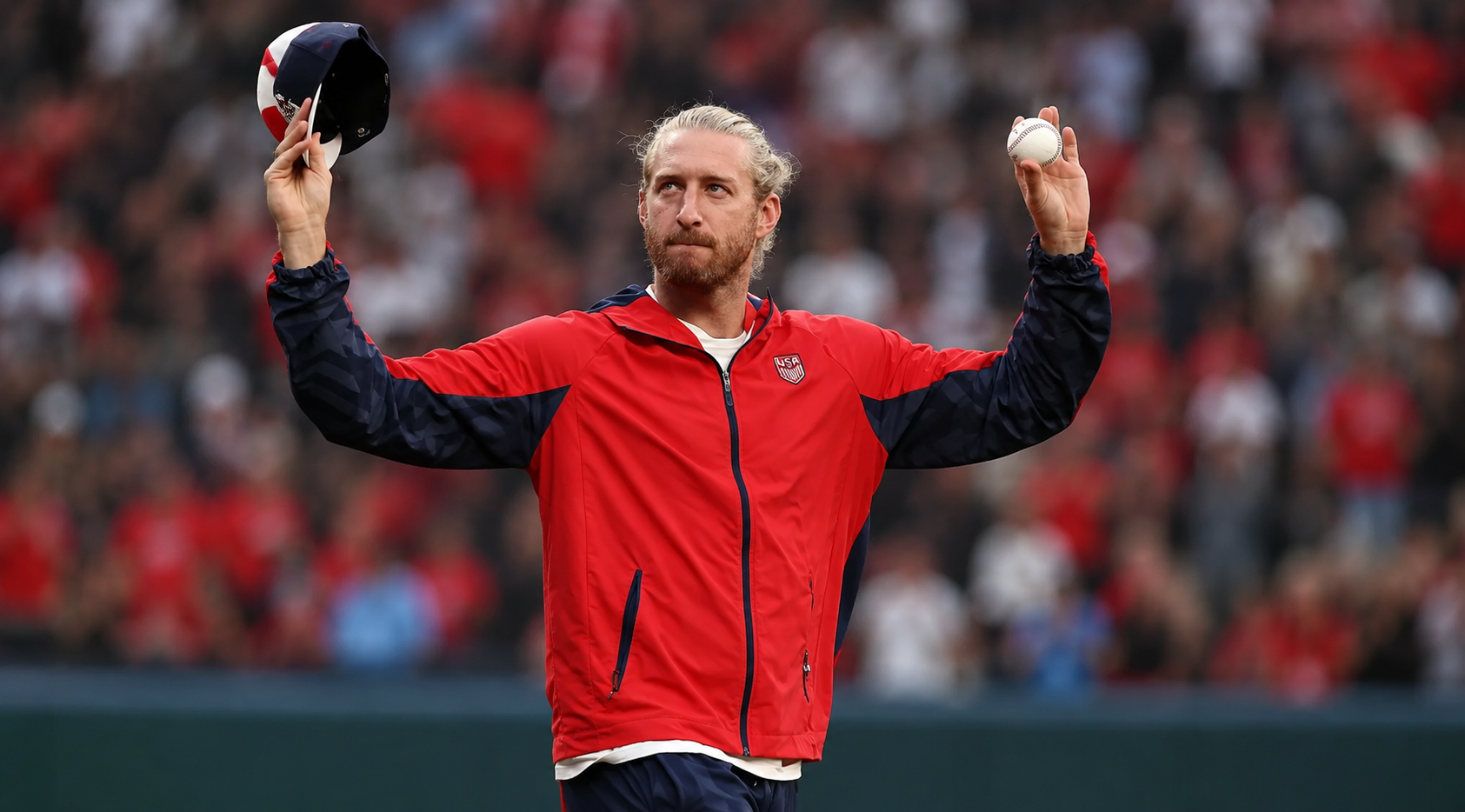 Tim Ream Toronto Blue Jays v Seattle Mariners red and navy anthem jacket with crest logo