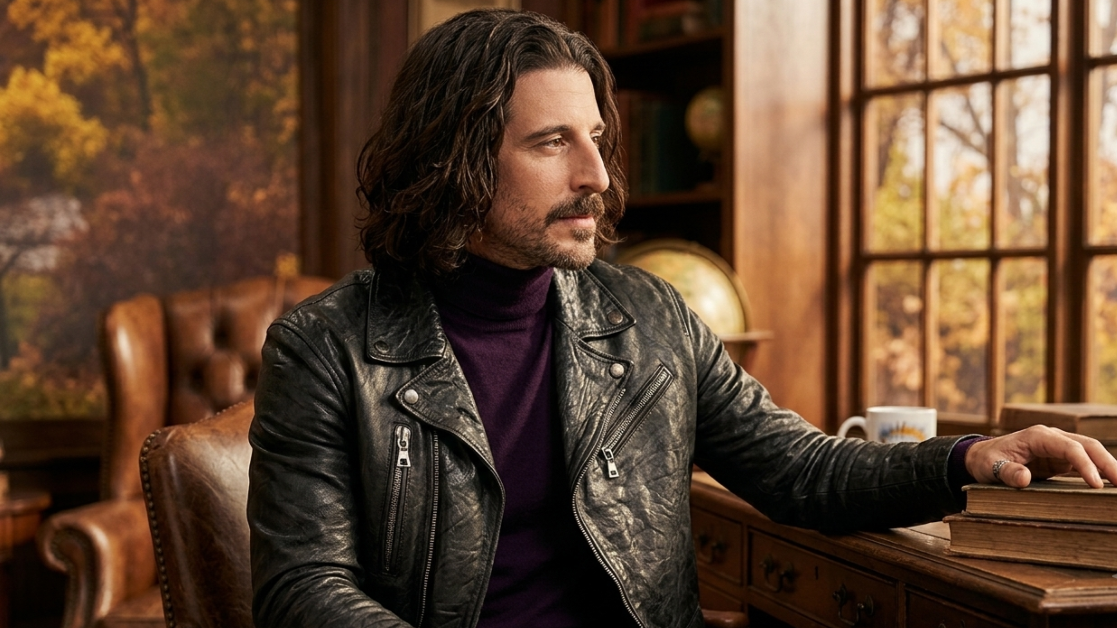Jonathan Roumie The View 2025 Black Leather Jacket